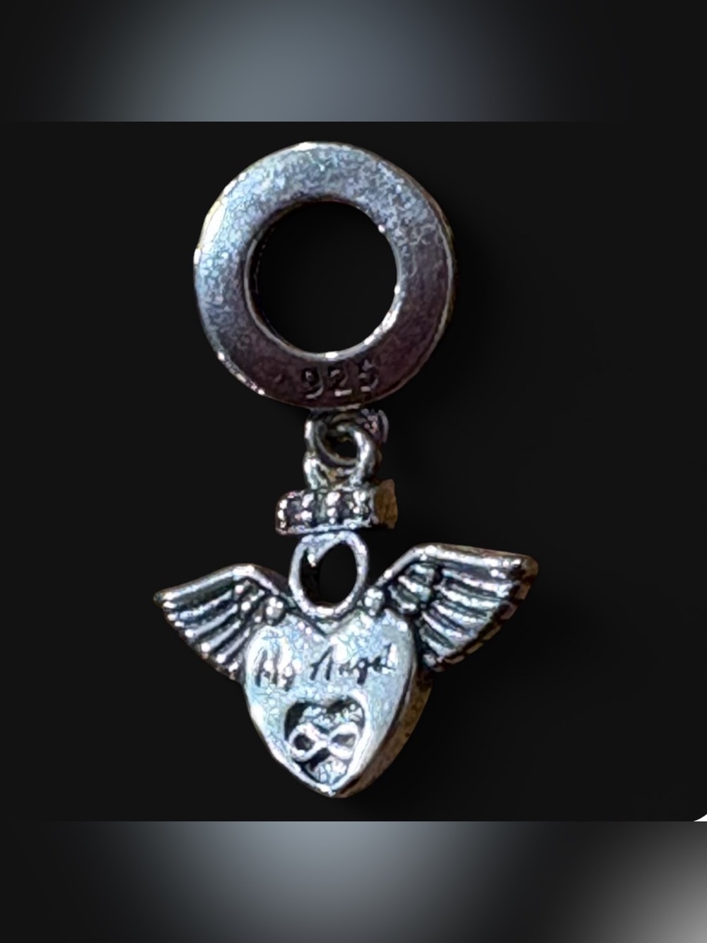 Sterling Silver Winged “My Angel” Heart Charm Pendant